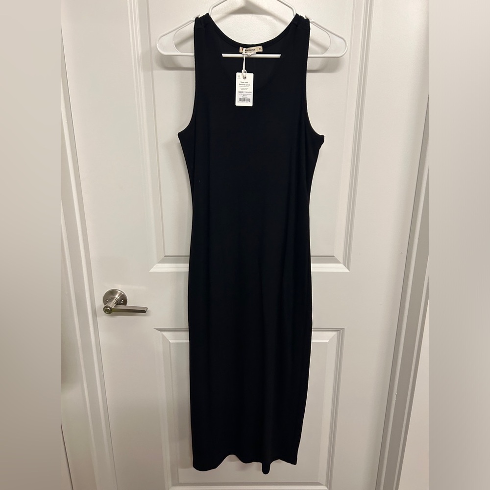 [M] Marine Layer Black Lexi Rib Daytime Midi Dress